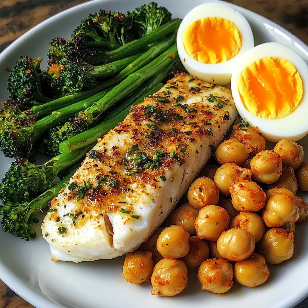 Protein Power Plate with Fish, Roasted Chickpeas & Veggies