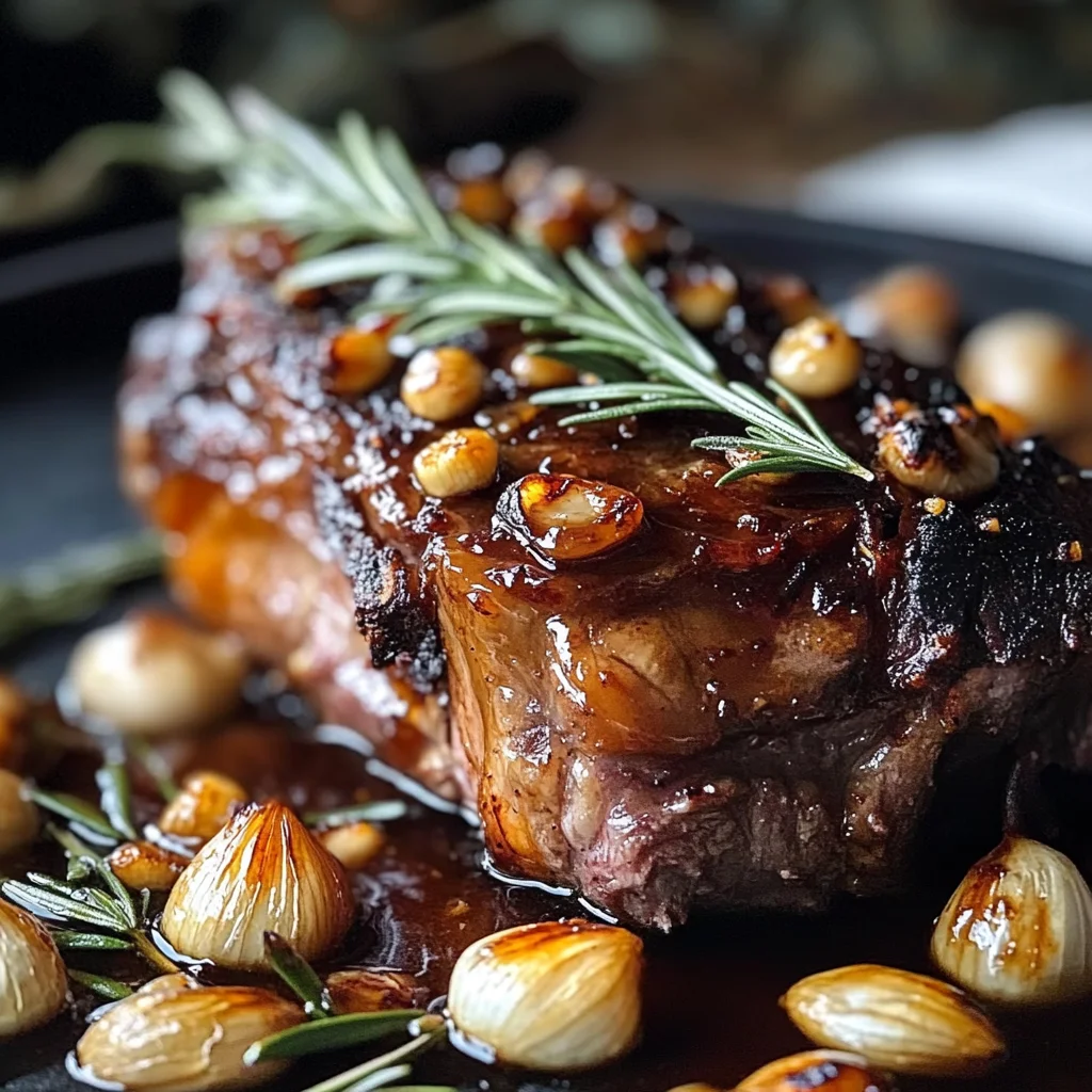 Roasted Bone-In Lamb Shoulder with Garlic and Honey-Rosemary Glaze