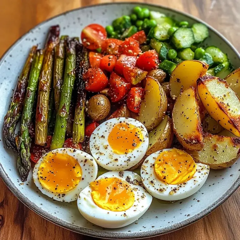 Roasted Potato Wedges with Asparagus, Jammy Eggs & Fresh Garden Salad
