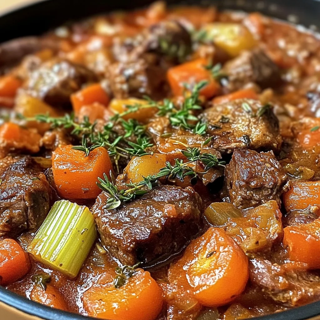 Slow-Baked Beef Casserole with Herbs and Tomatoes