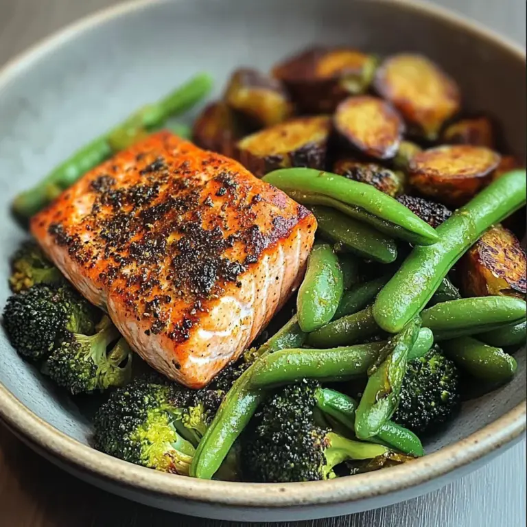 Spiced Salmon Bowl with Roasted Brussels, Sautéed Greens & Steamed Broccoli