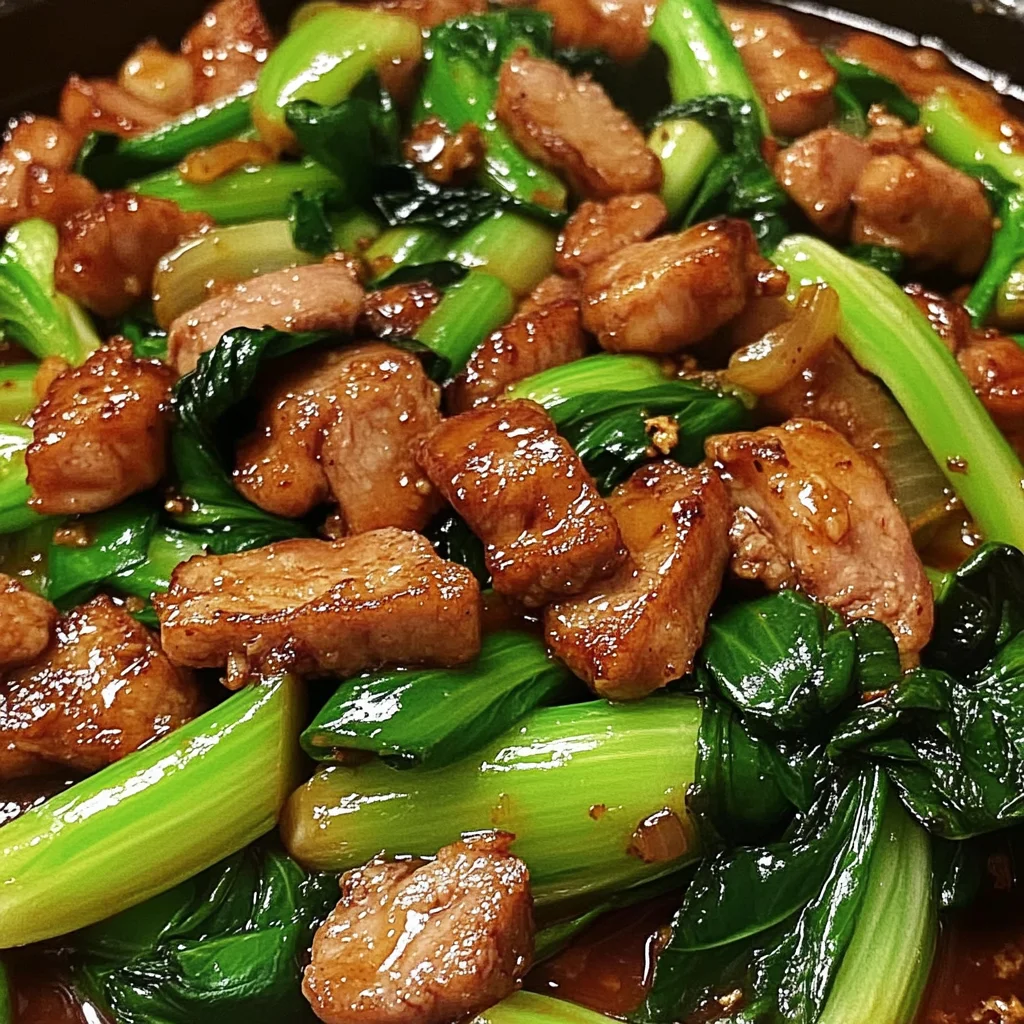 Stir-Fried Pork with Bok Choy in Garlic-Ginger Sauce