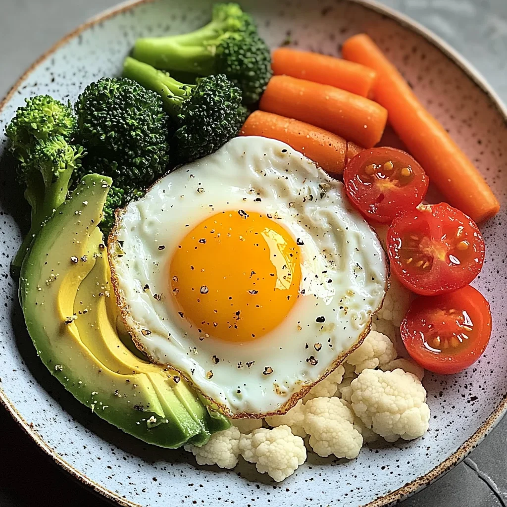 Sunny-Side Egg with Avocado, Tomatoes & Steamed Veggies