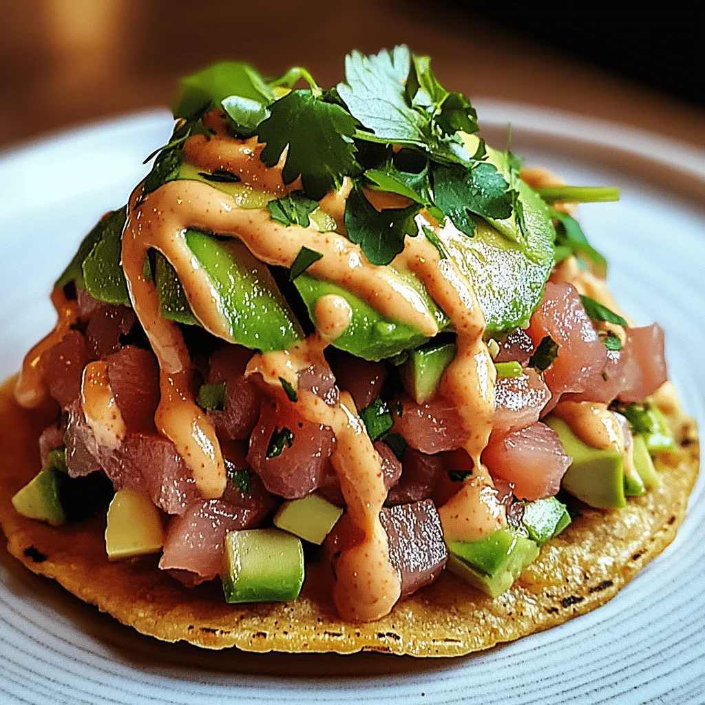 Tuna Tartare Tostada with Chipotle Mayonnaise