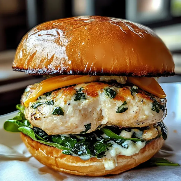 White Cheddar and Spinach Chicken Burgers
