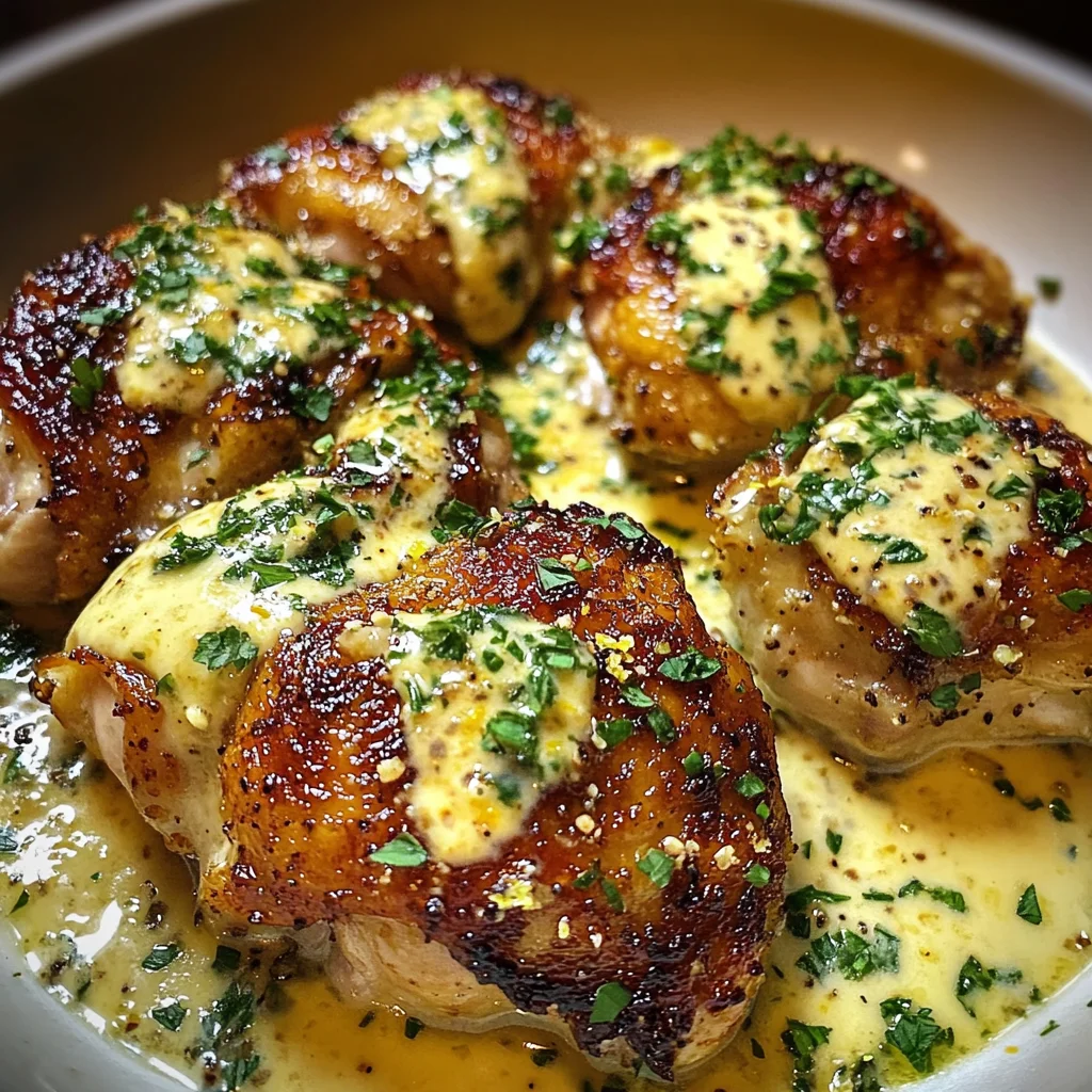 Bobby Flay Chicken Thighs with Creamy Garlic Sauce
