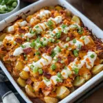 Buffalo Chicken Roasted Potato Bake