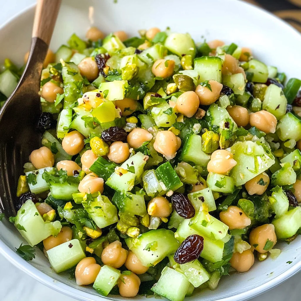 Celery Salad with Chickpeas and Raisins