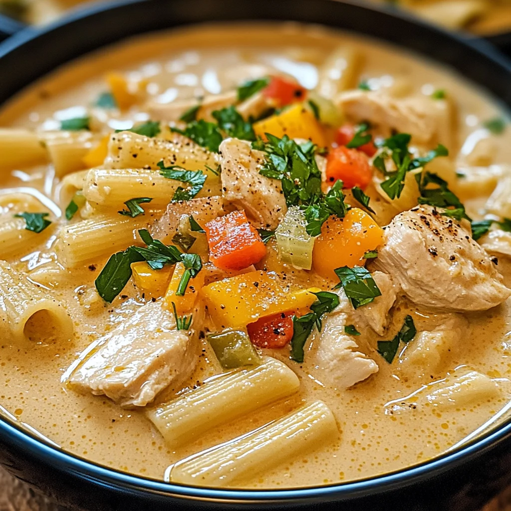 Creamy Cajun Chicken Pasta Soup