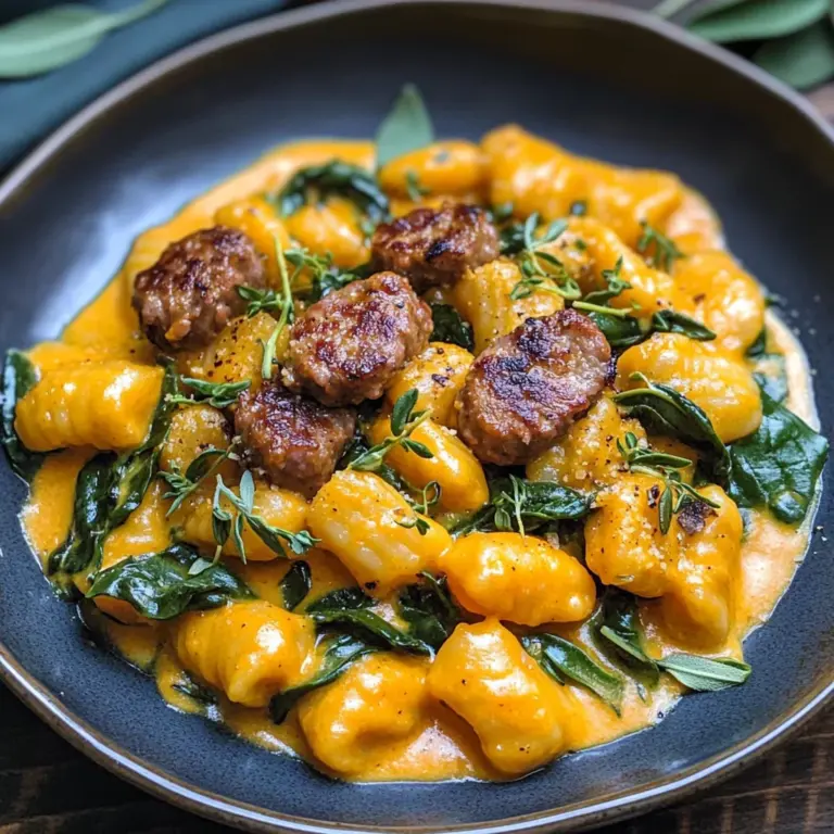 Creamy Pumpkin Gnocchi with Spinach and Beef Sausage (30-Minute, One-Pan)