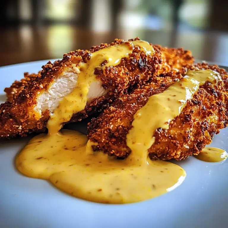 Savory Pretzel Chicken with Mustard-Cheddar Sauce Delight