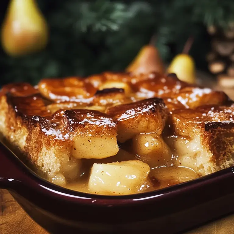 Cardamom Pear Bread Pudding