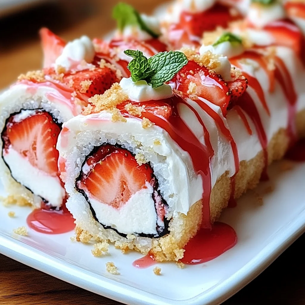 Creative & Cute Strawberry Shortcake Sushi Roll Dessert Recipe