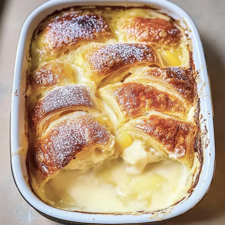 Lemon and custard croissant pudding